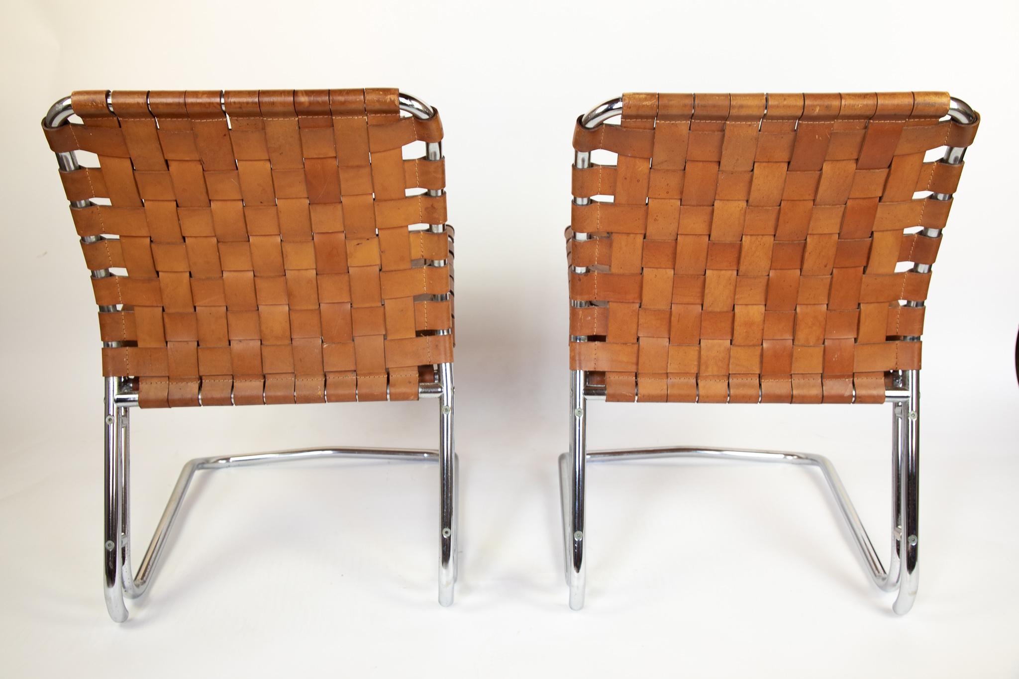Mid-Century Modern Mid Century Lounge Chairs Chrome Plated Patinated Cognac Leather, Italy, 1970s