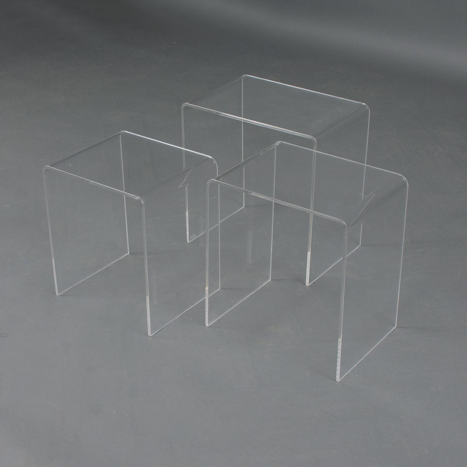 Modern Three Lucite Stacking Tables