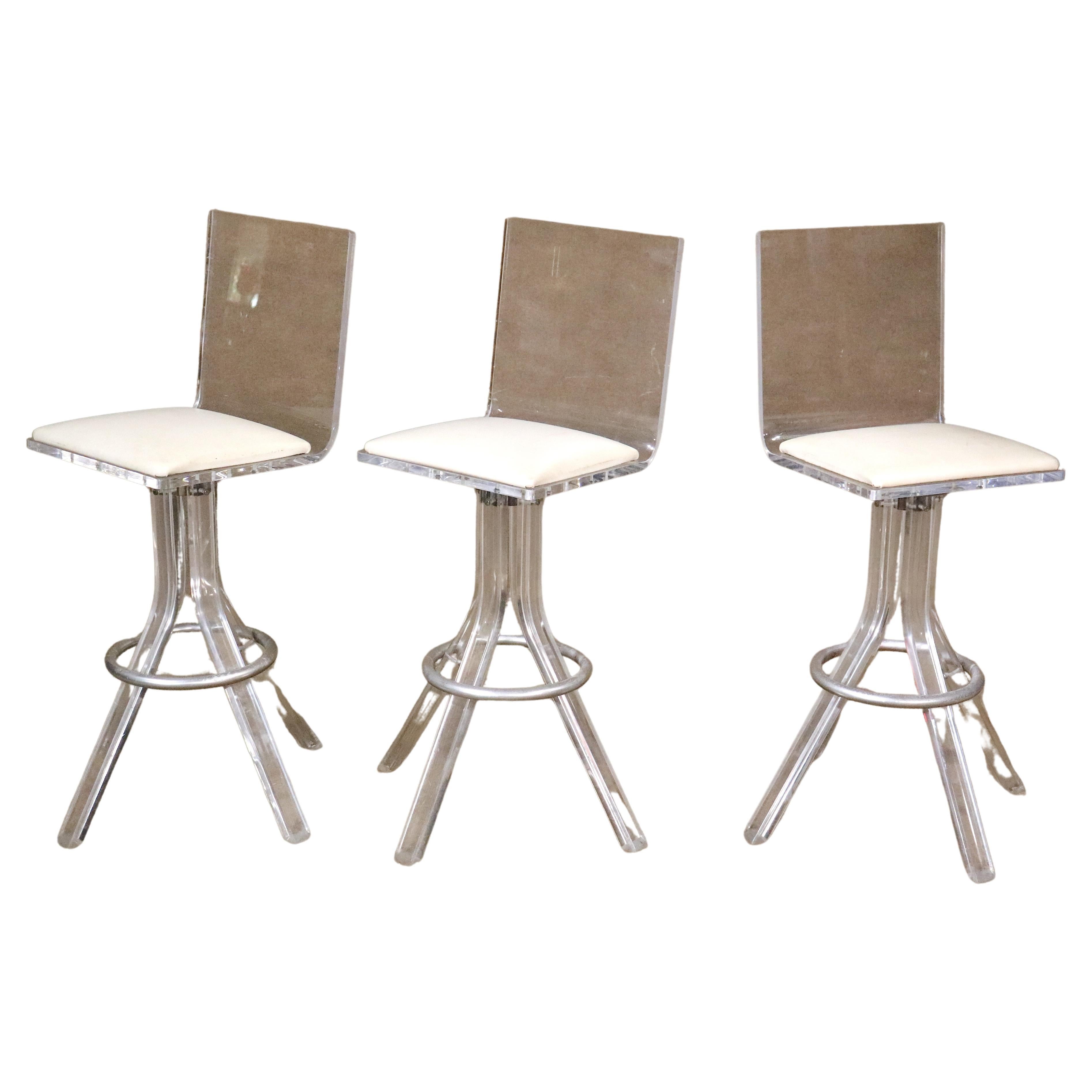 Set of Mid-Century Lucite Stools For Sale