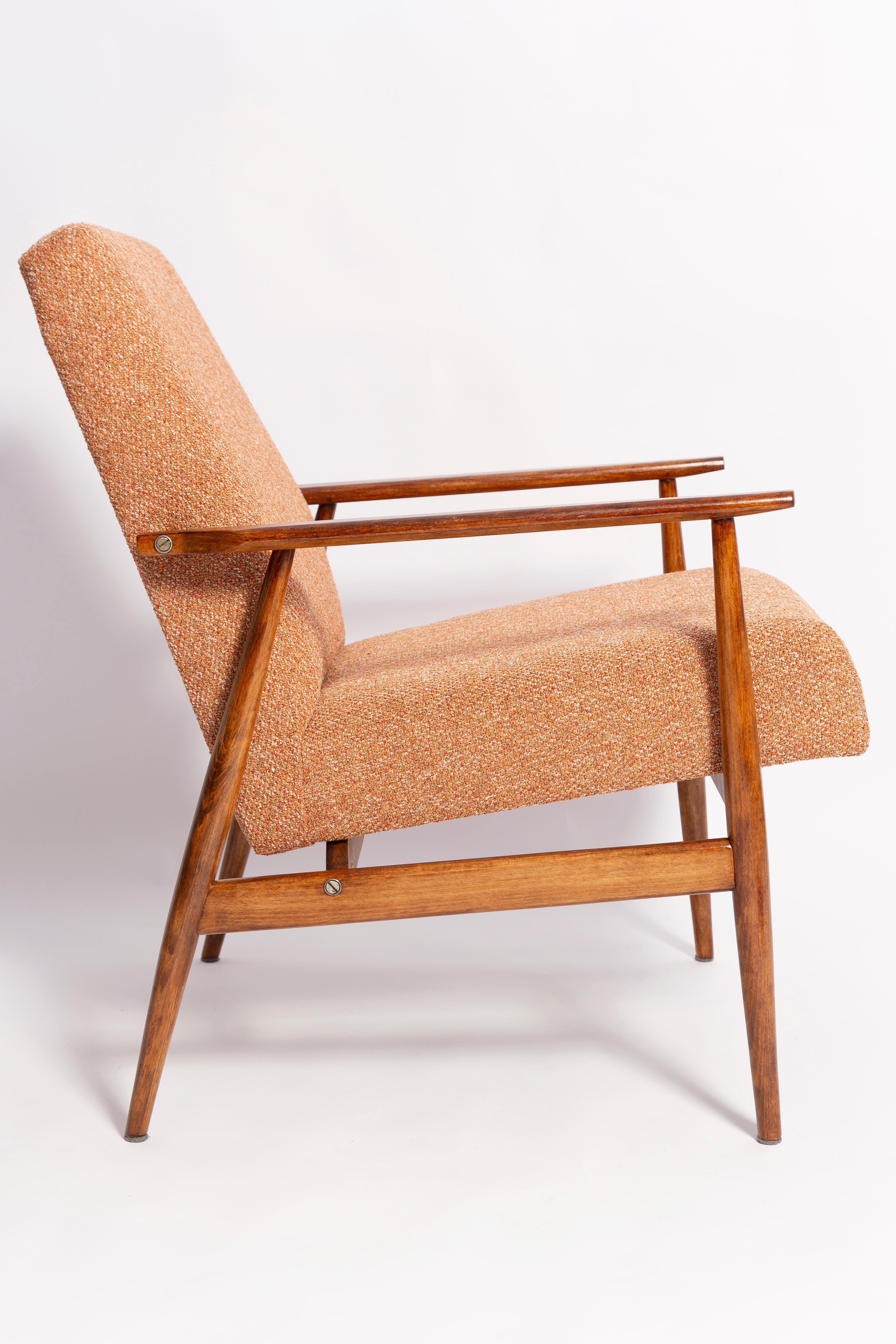 Conjunto de Sillón y Taburete Dante Naranja Melange de Mediados de Siglo, H. H., 1960 en Excelente estado para la venta en 05-080 Hornowek, PL