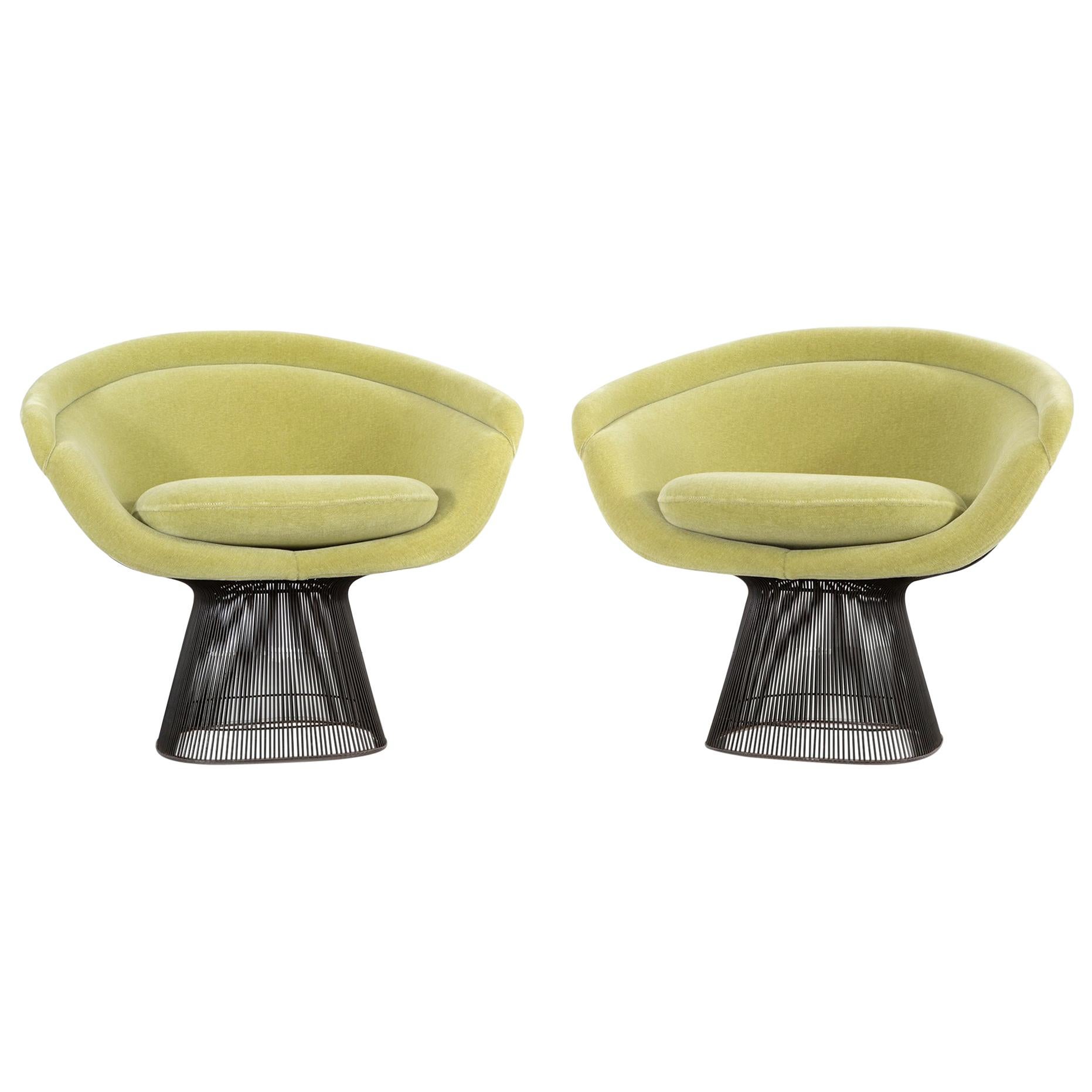 Set of Mid-Century Modern Bronze Warren Platner Lounge Chairs for Knoll For Sale