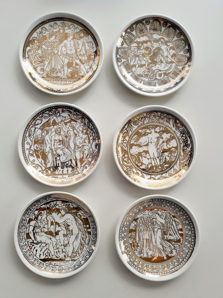 Set of six porcelain coasters, series 