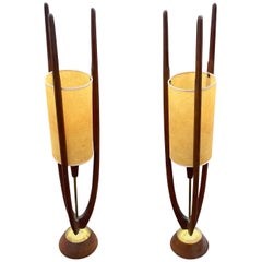 Set of Mid-Century Modern Danish Teak Floor Lamps in the Style of Modeline
