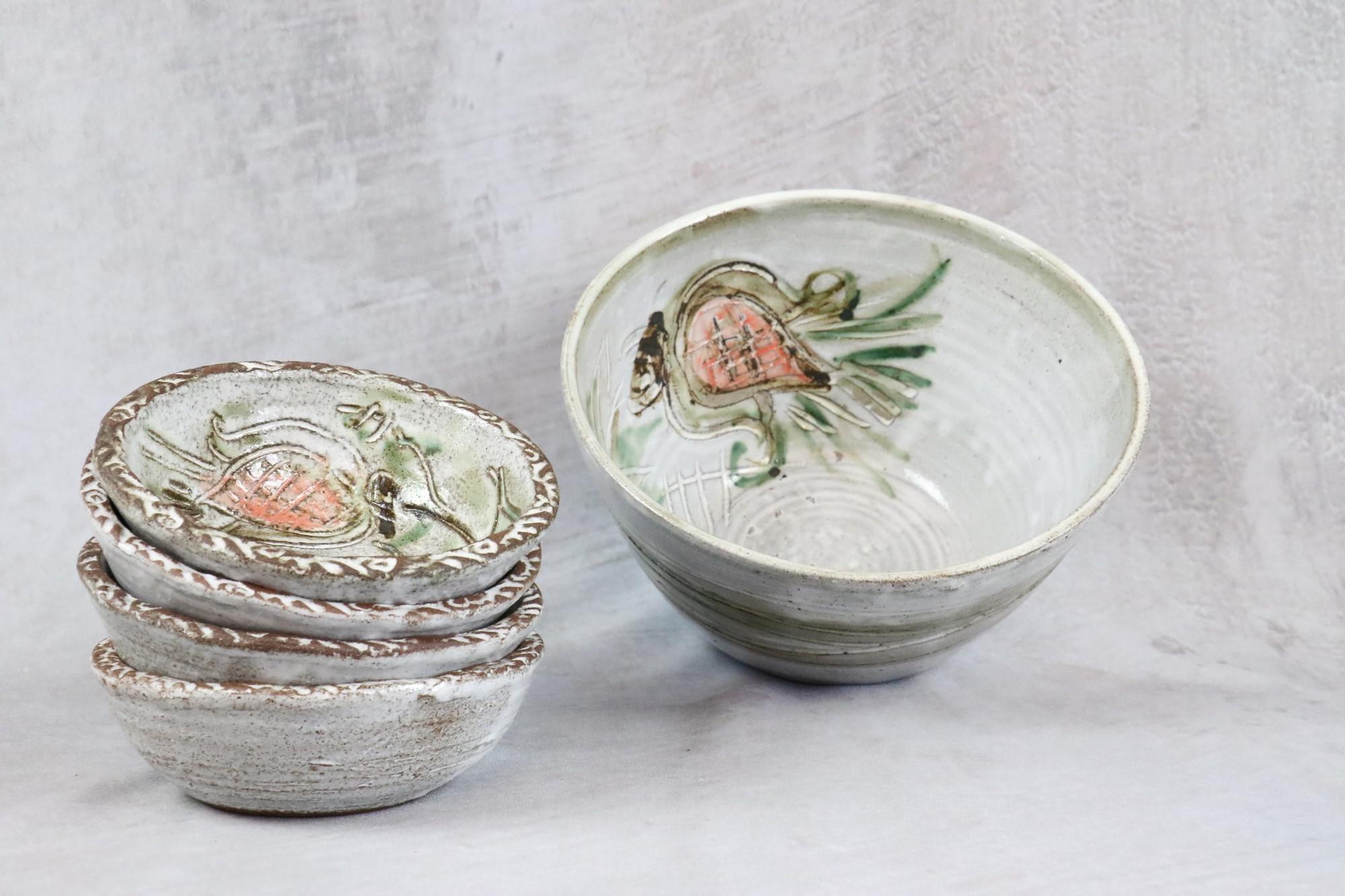Set of Mid-Century Modern French Ceramic Bowls by Albert Thiry, 1960s, era Blin 5