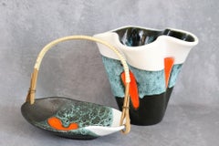 Ensemble de vases Vide Poche en céramique française de style mi-siècle moderne par Elchinger, années 1950