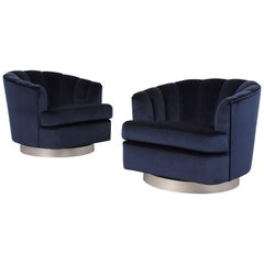 Set of Mid-Century Modern Milo Baughman Swivel Club Chairs