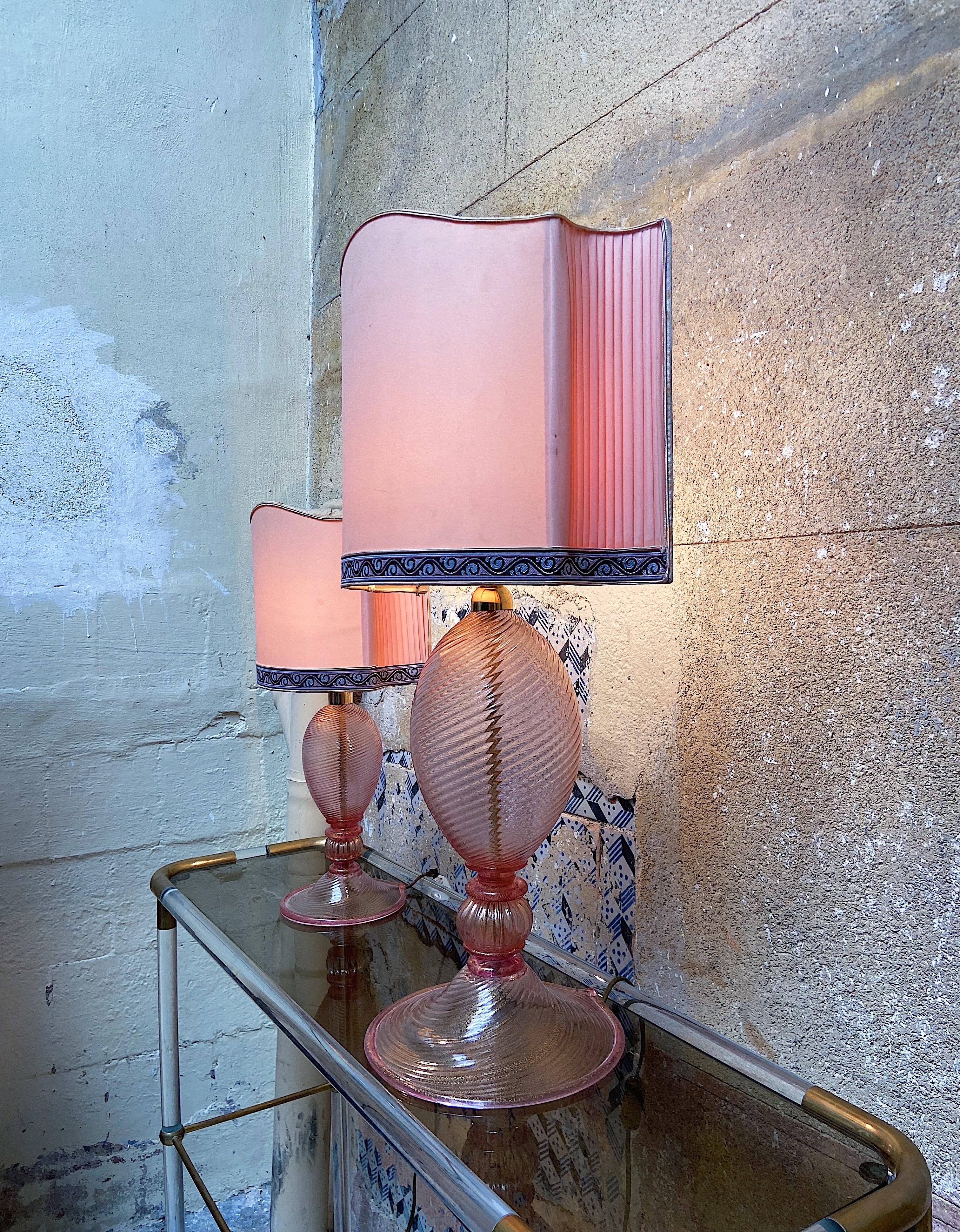 Italian Set of Mid-Century Modern Murano 1950's Seguso Table Lamps For Sale