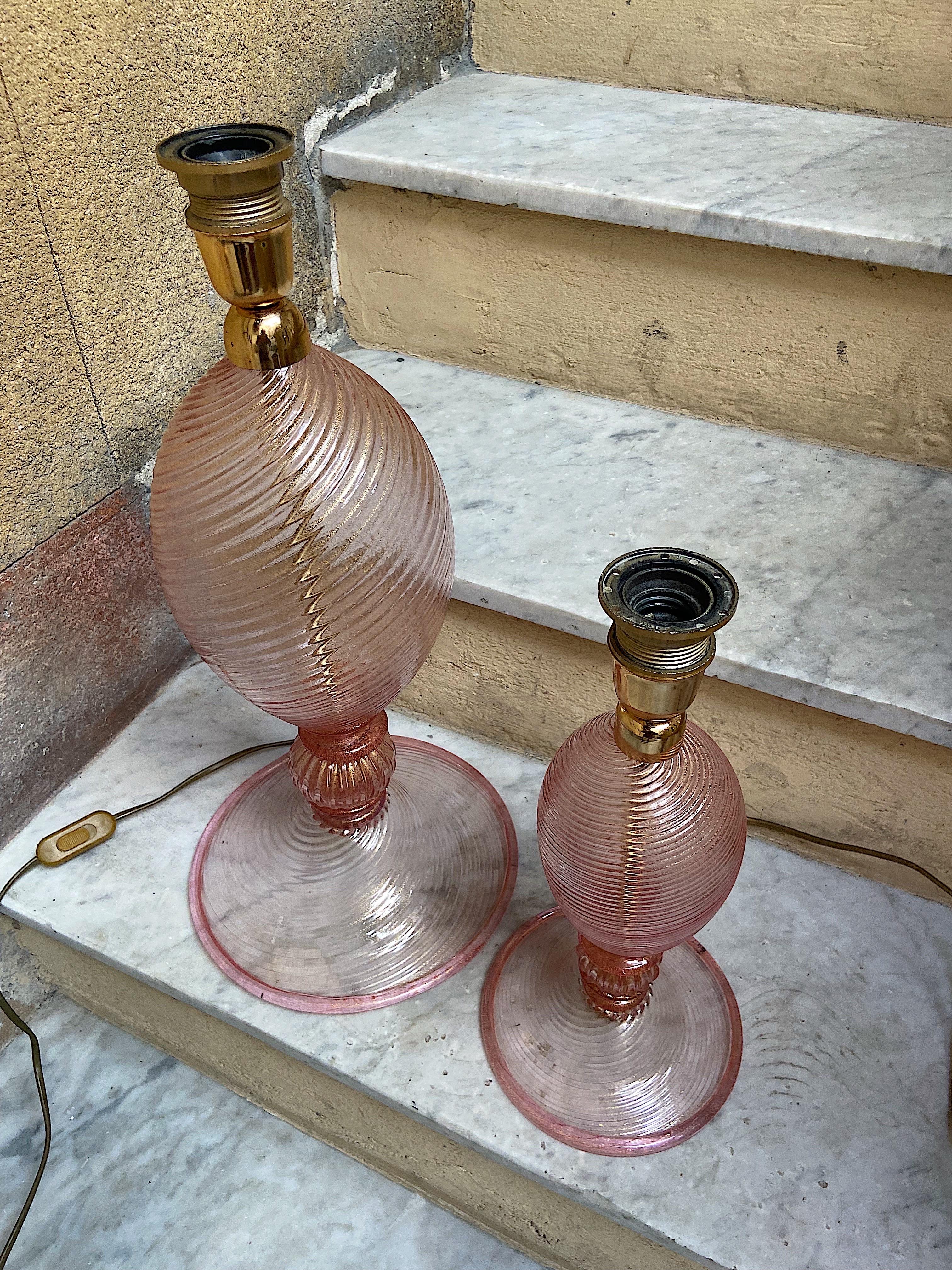 Set moderner Mid-Century-Tischlampen aus Murano, 1950er Jahre, Seguso im Zustand „Gut“ im Angebot in Palermo, PA