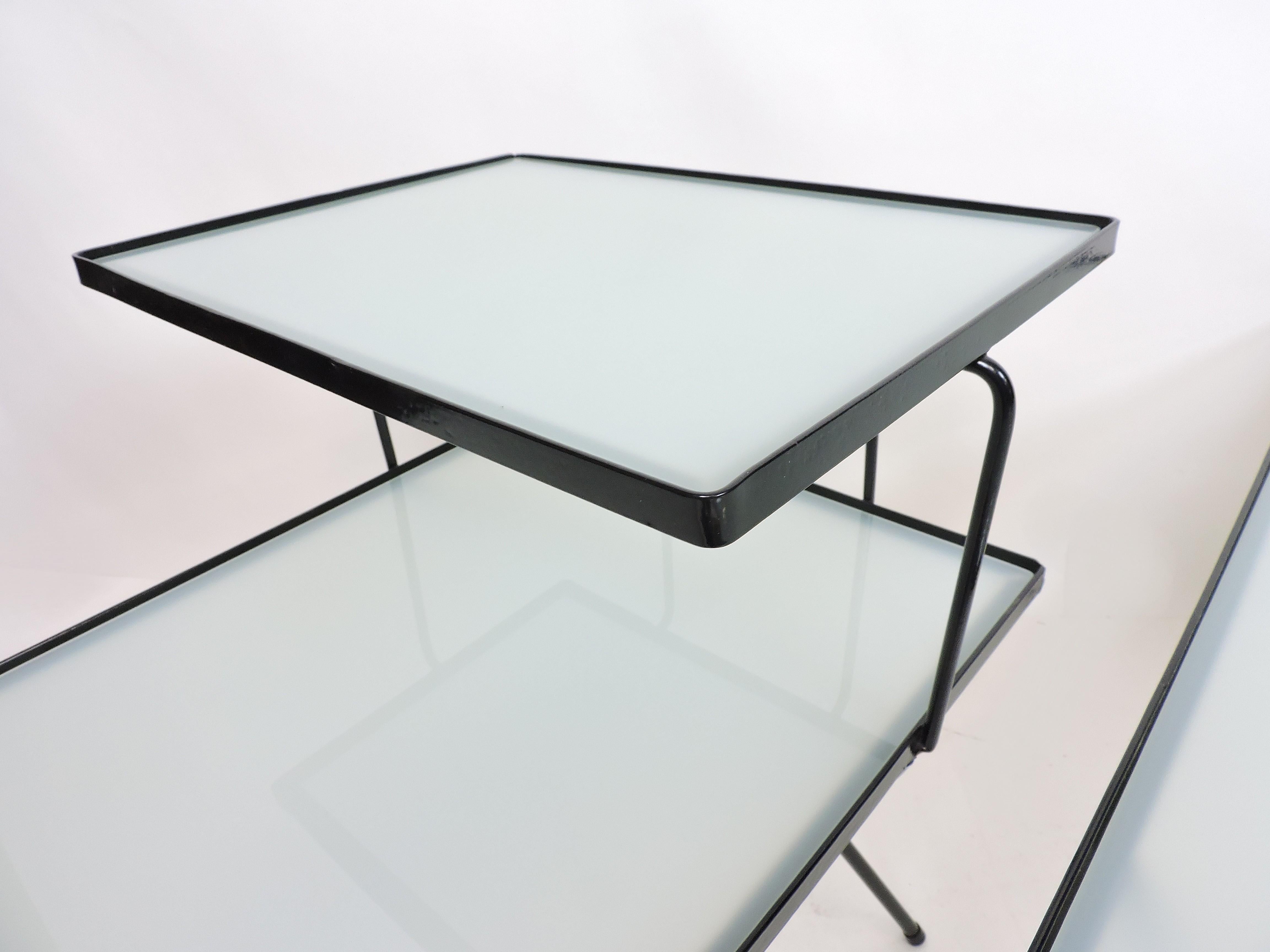 Set of Mid-Century Modern Nelson Style Iron and Glass Tables by Frank and Son For Sale 4