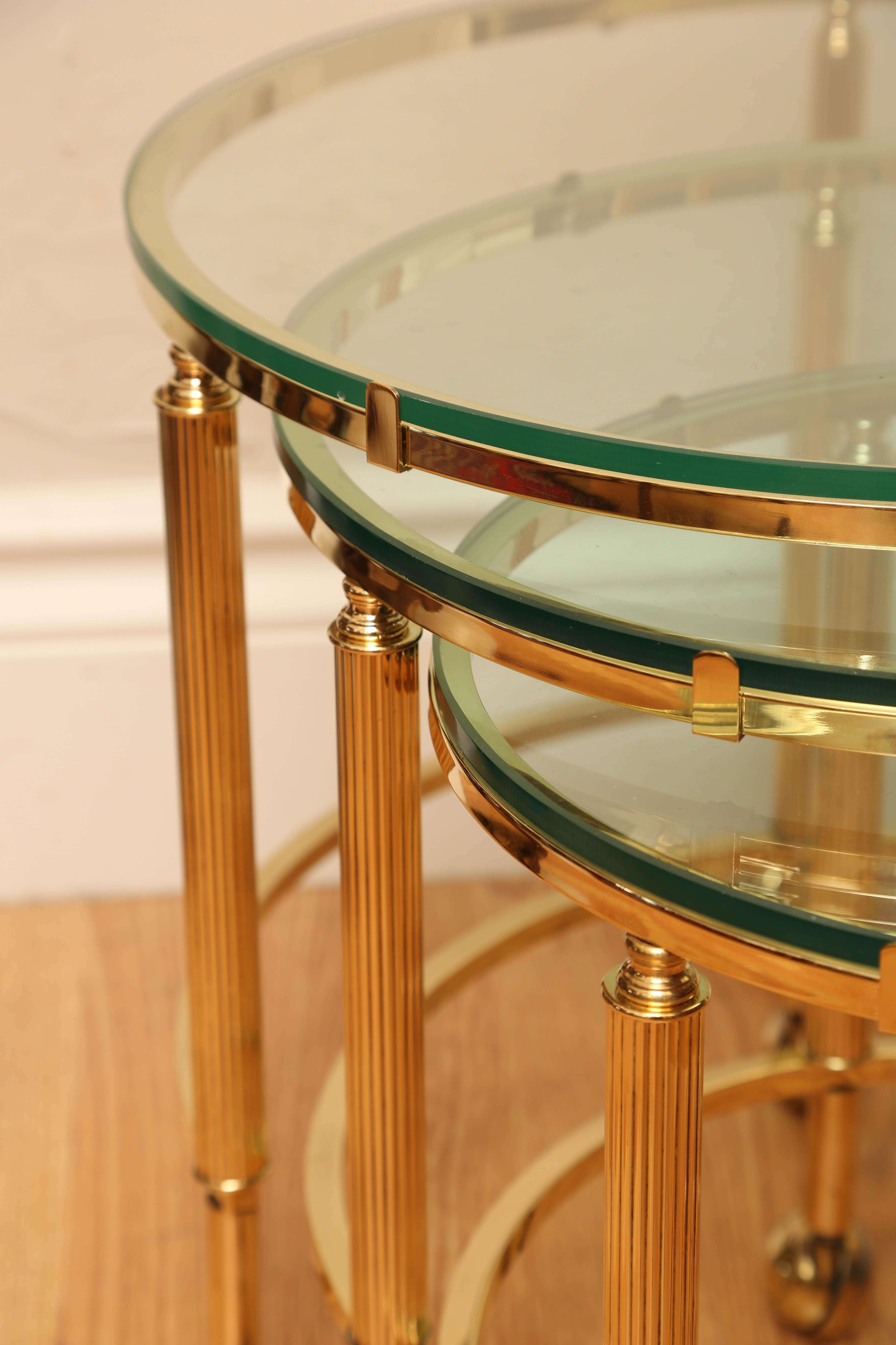 Italian Set of Mid-Century Modern Round Brass Nesting Tables