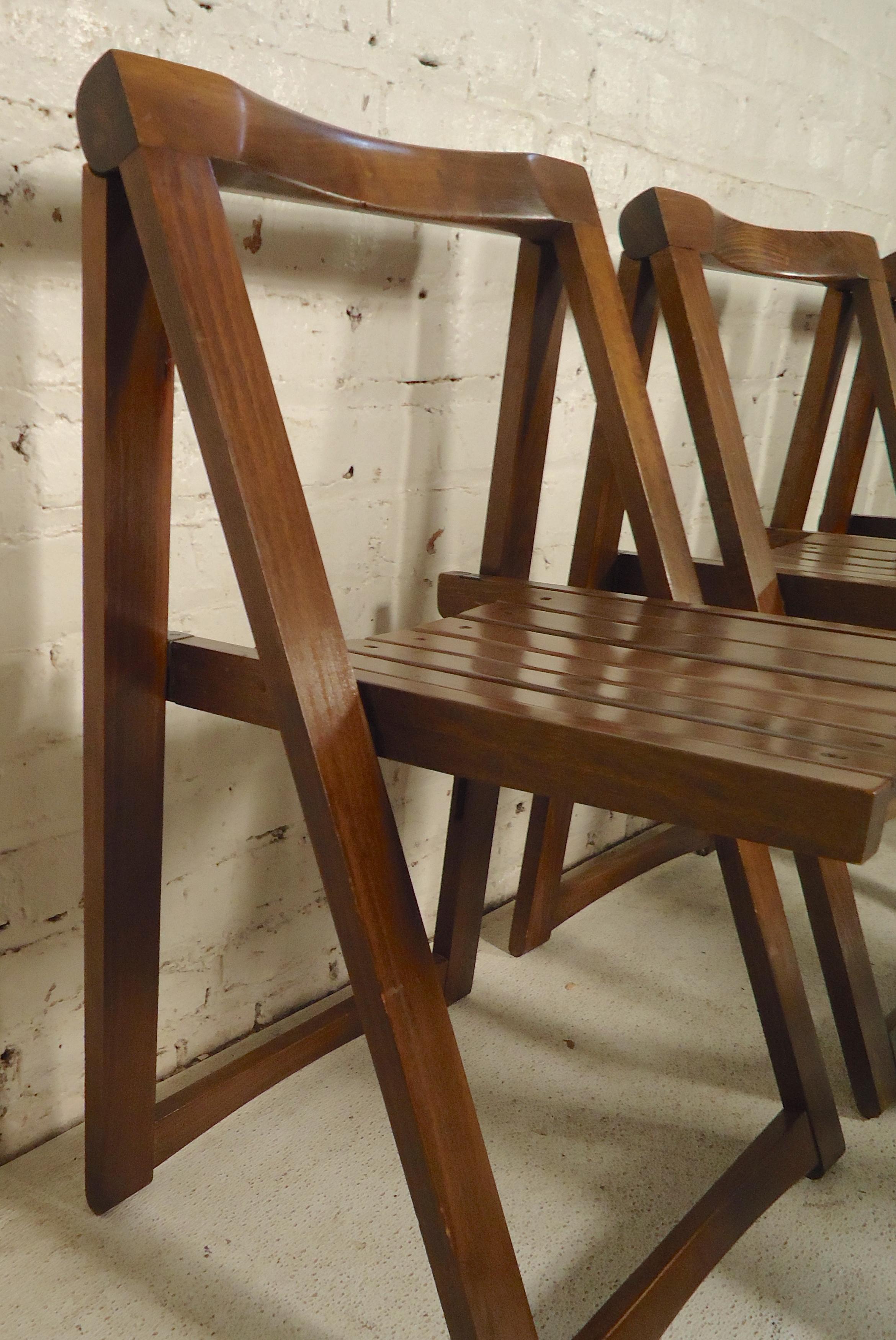 Walnut Set of Mid-Century Modern Slat Chairs