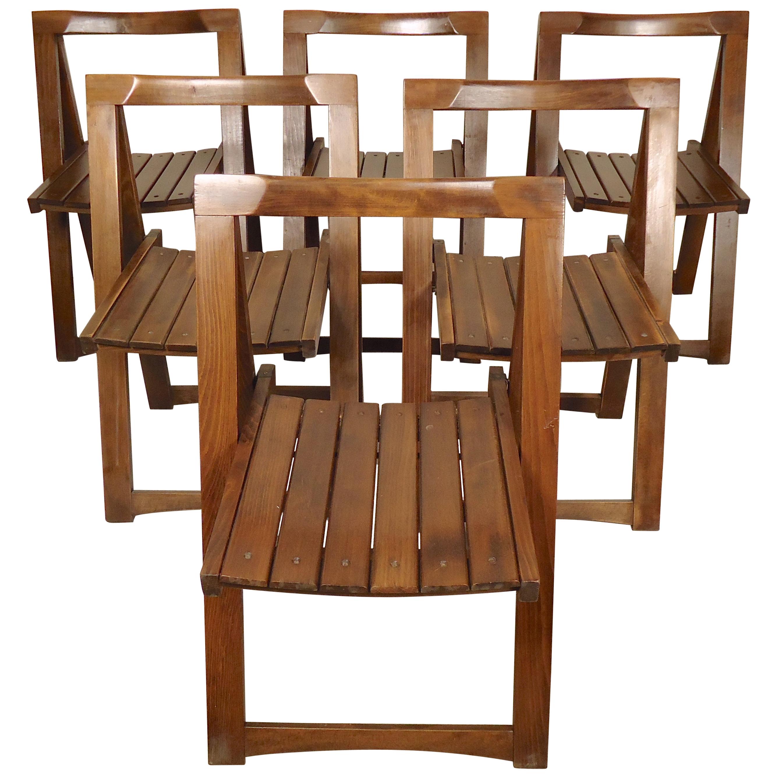 Set of Mid-Century Modern Slat Chairs