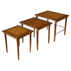 Set of Mid-Century Modern “Sophisticate” Nesting Tables w/ Brass Accents