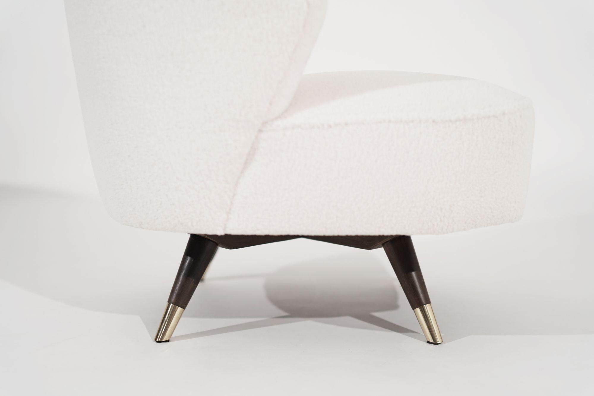 Set of Mid-Century Modern Swivel Chairs in Bouclé, circa 1950s 3