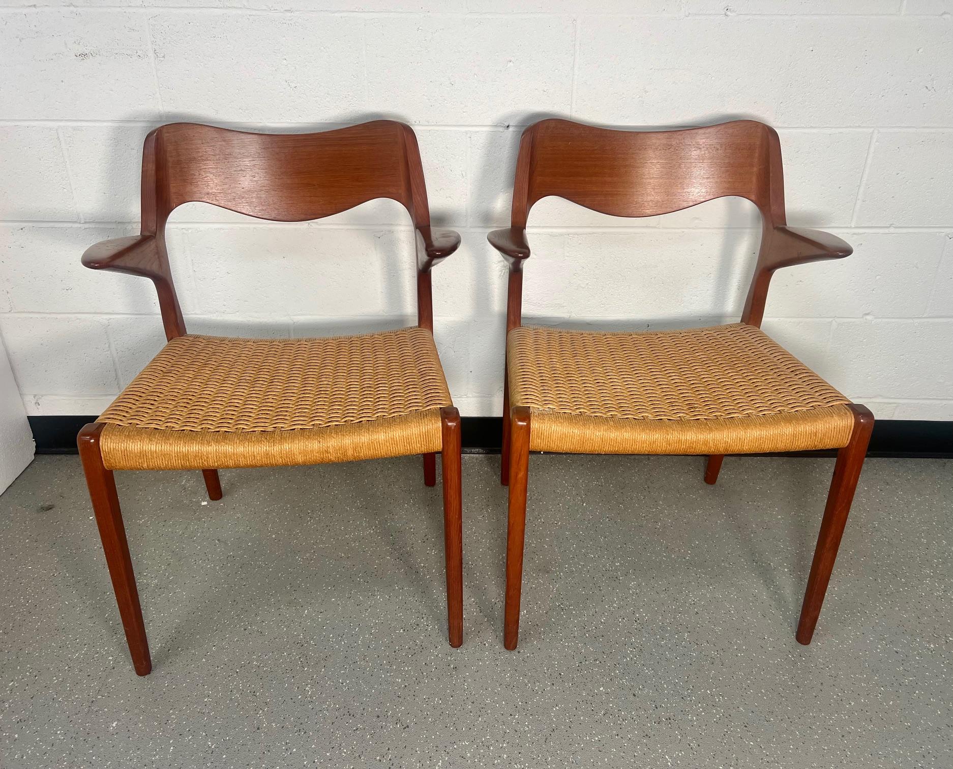 Set Of Mid Century Modern Teak Dining Chairs By Niels Moller Model 71 And 55 9