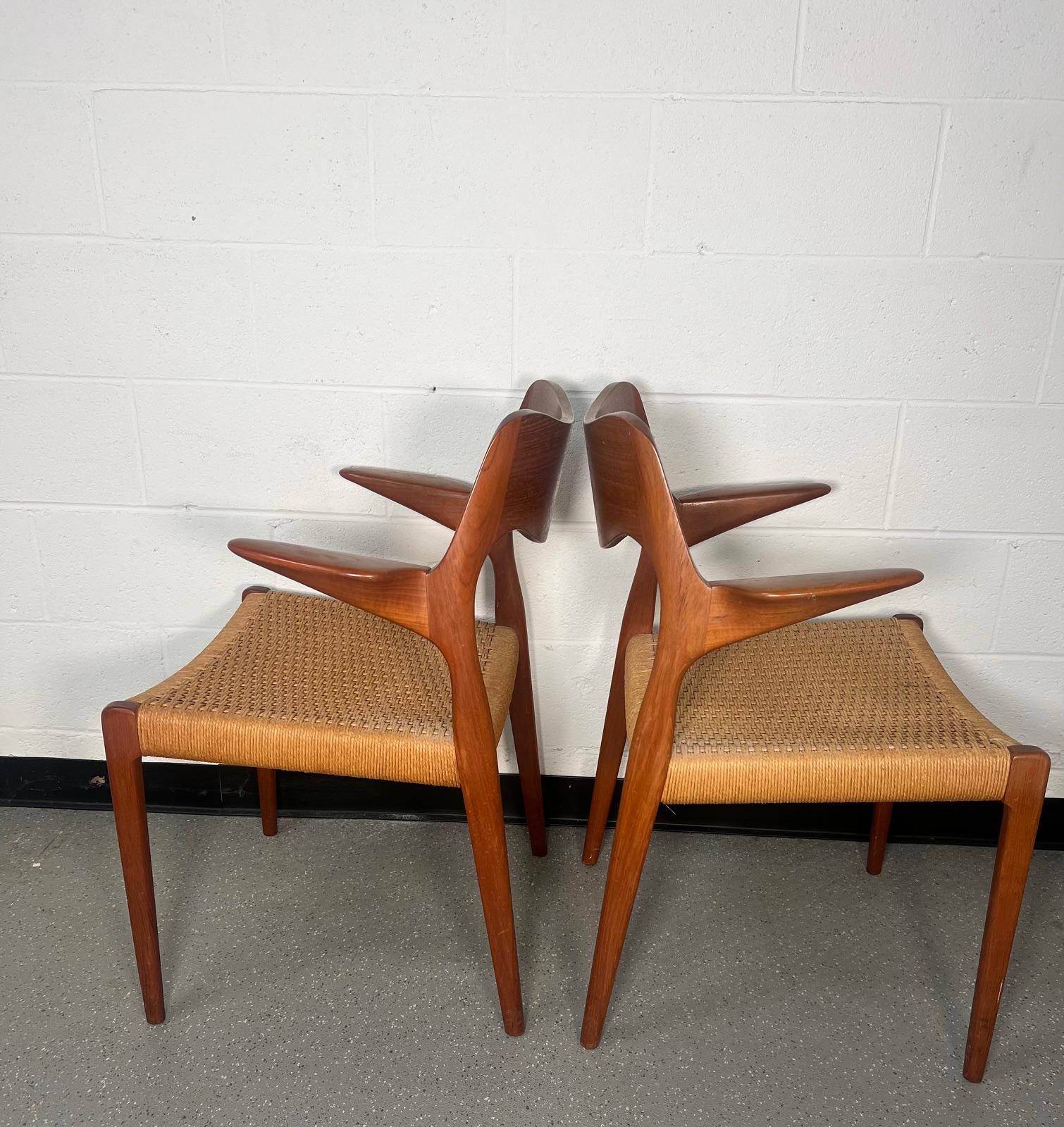 Set Of Mid Century Modern Teak Dining Chairs By Niels Moller Model 71 And 55 10