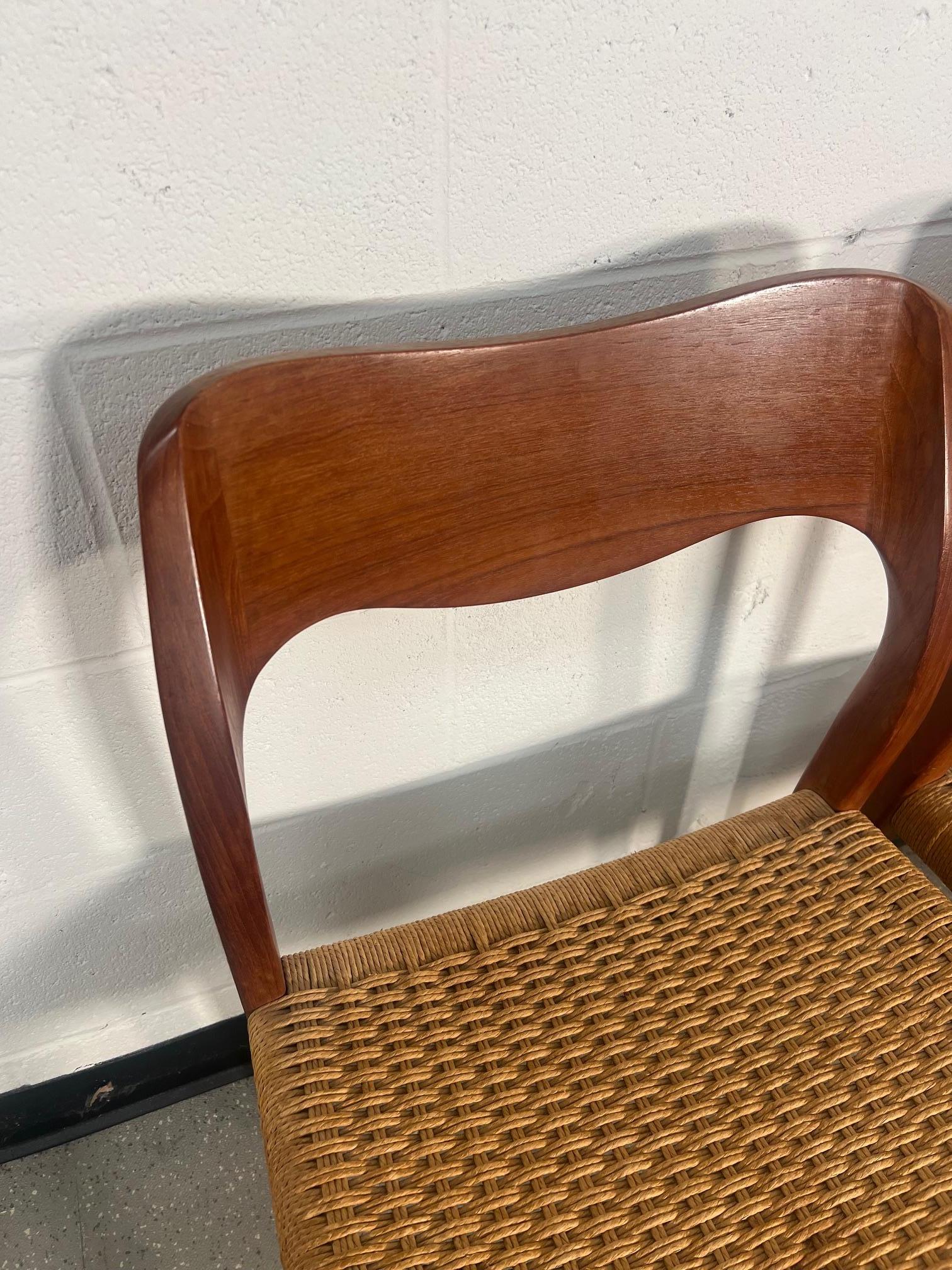 Mid-Century Modern Set Of Mid Century Modern Teak Dining Chairs By Niels Moller Model 71 And 55