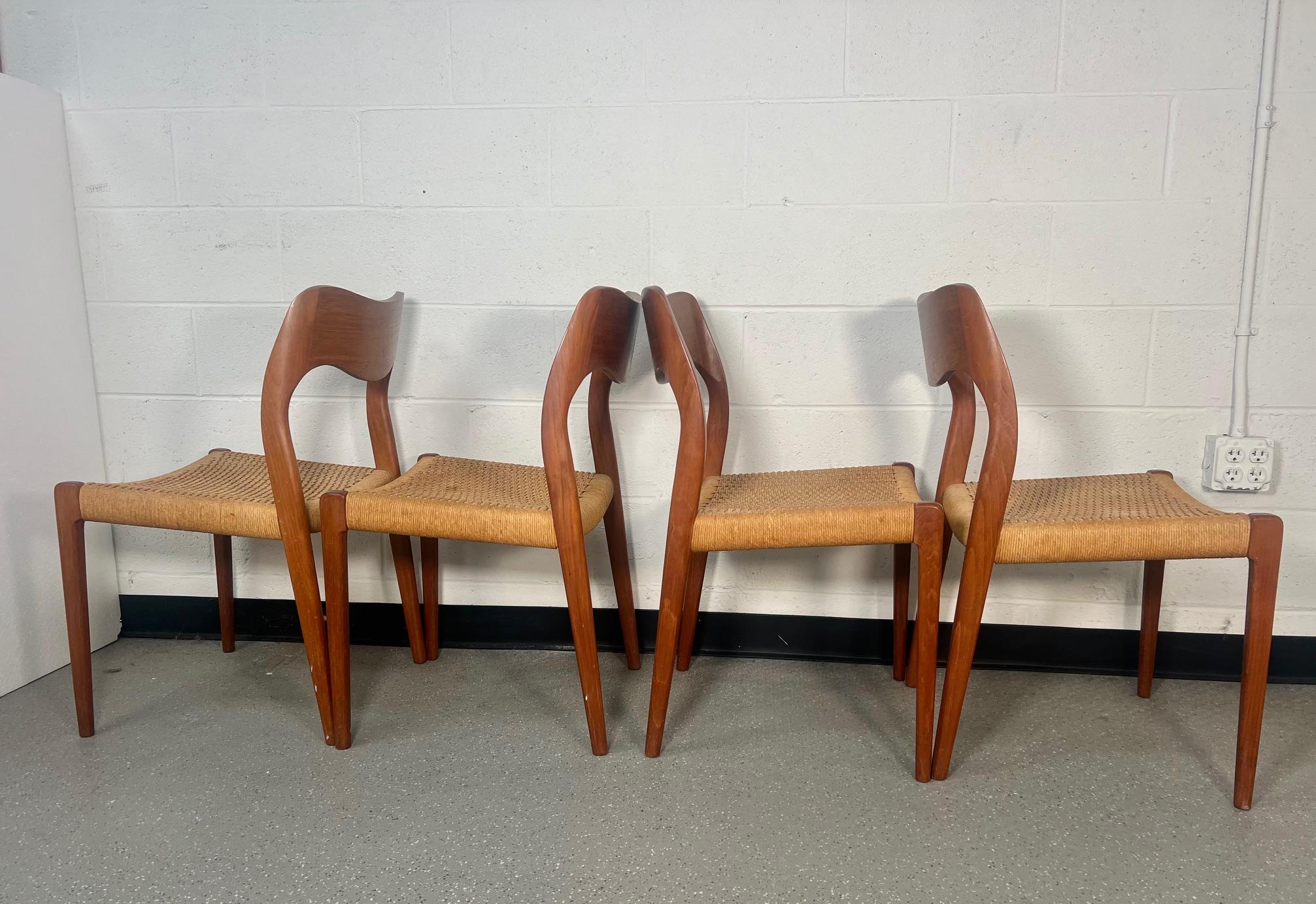 Set Of Mid Century Modern Teak Dining Chairs By Niels Moller Model 71 And 55 1