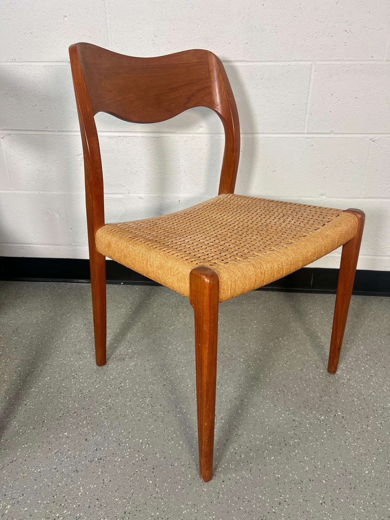 Set Of Mid Century Modern Teak Dining Chairs By Niels Moller Model 71 And 55 2