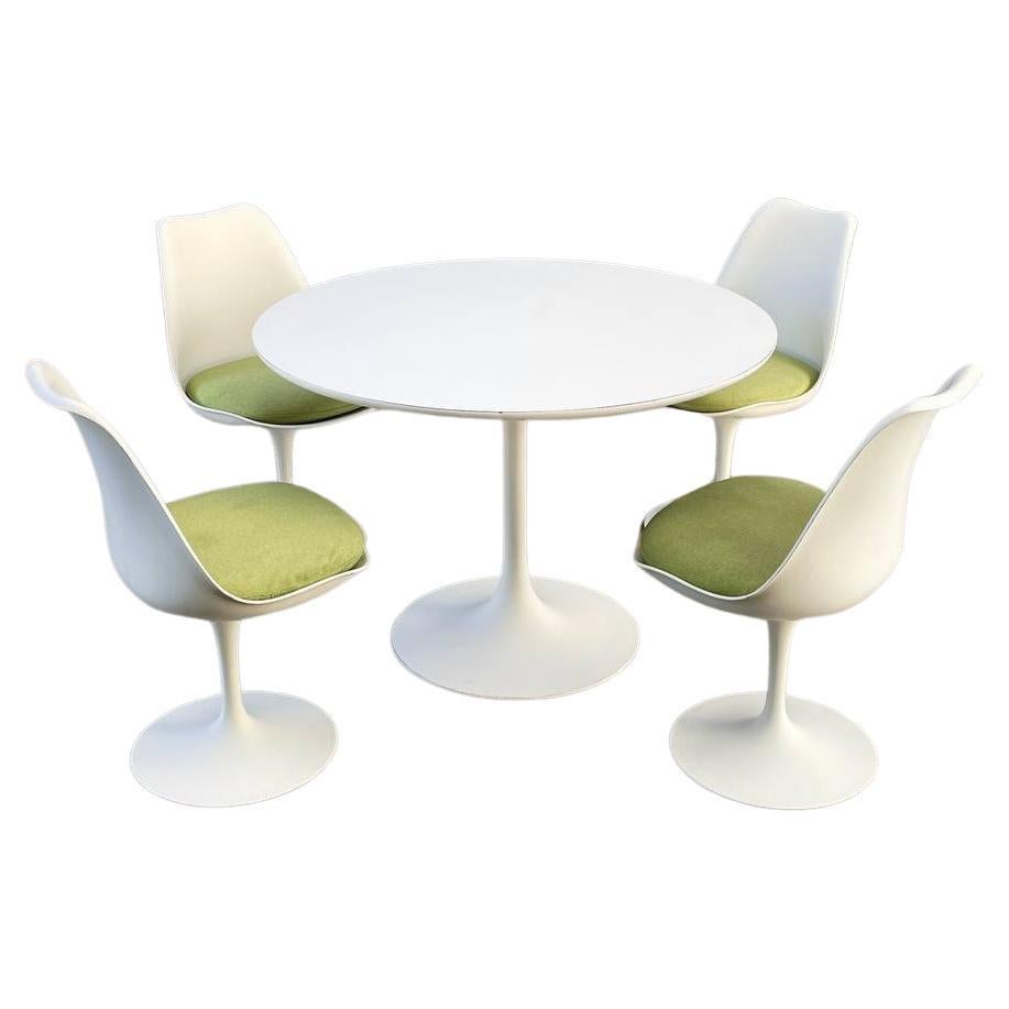 Set of Mid-Century Modern Tulip Dining Table by Burke & Chairs by Eero Saarinen 