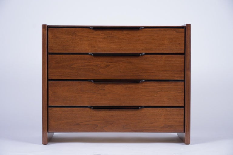 Pair of MidCentury Modern Walnut Dressers For Sale at 1stDibs