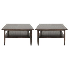 Set of Mid-Century Oak Coffee Tables in Espresso, C. 1950s