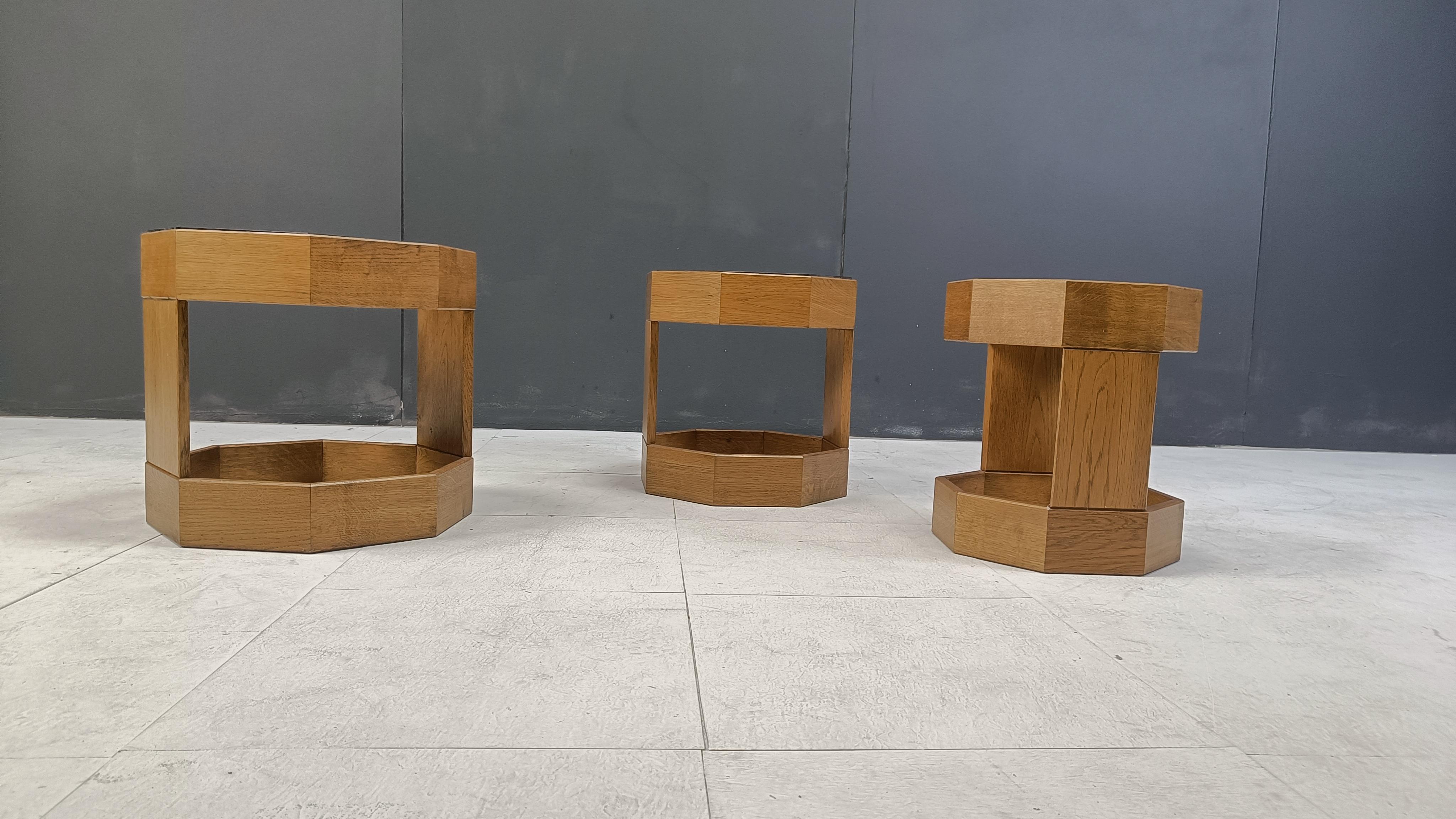 Mid-20th Century Set of mid century octogonal wooden Italian nesting tables, 1960s
