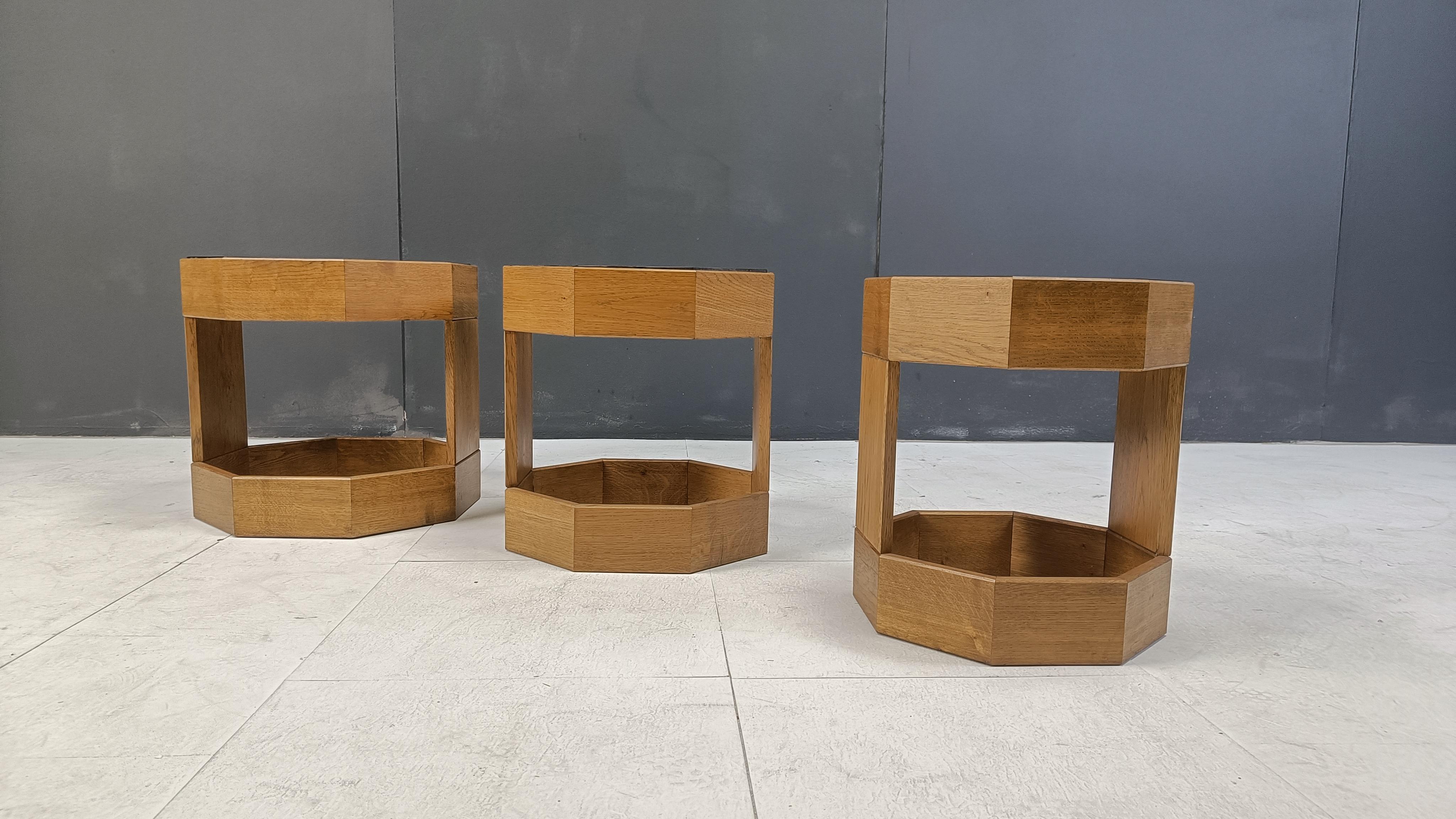 Set of mid century octogonal wooden Italian nesting tables, 1960s 1