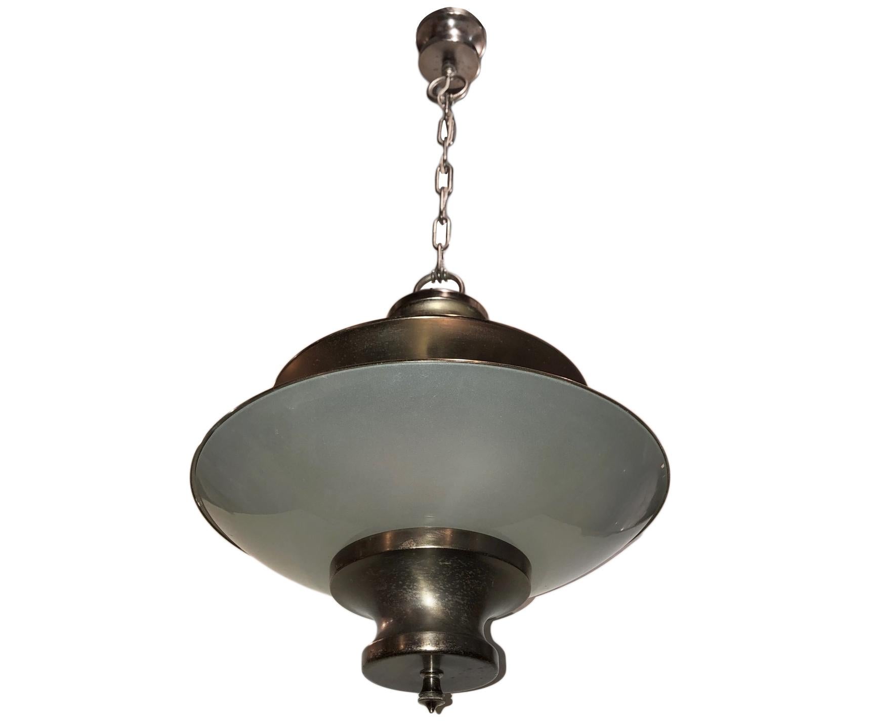 Frosted Set of Midcentury Patinated Bronze Light Fixtures, Sold Individually For Sale