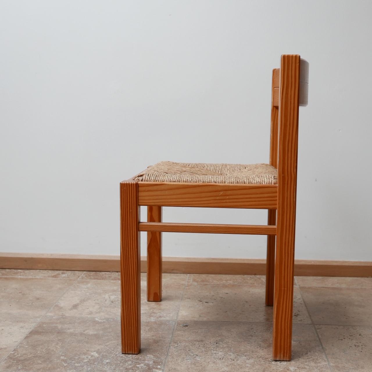 Set of Midcentury Pine and Rush Dining Chairs '6' 4