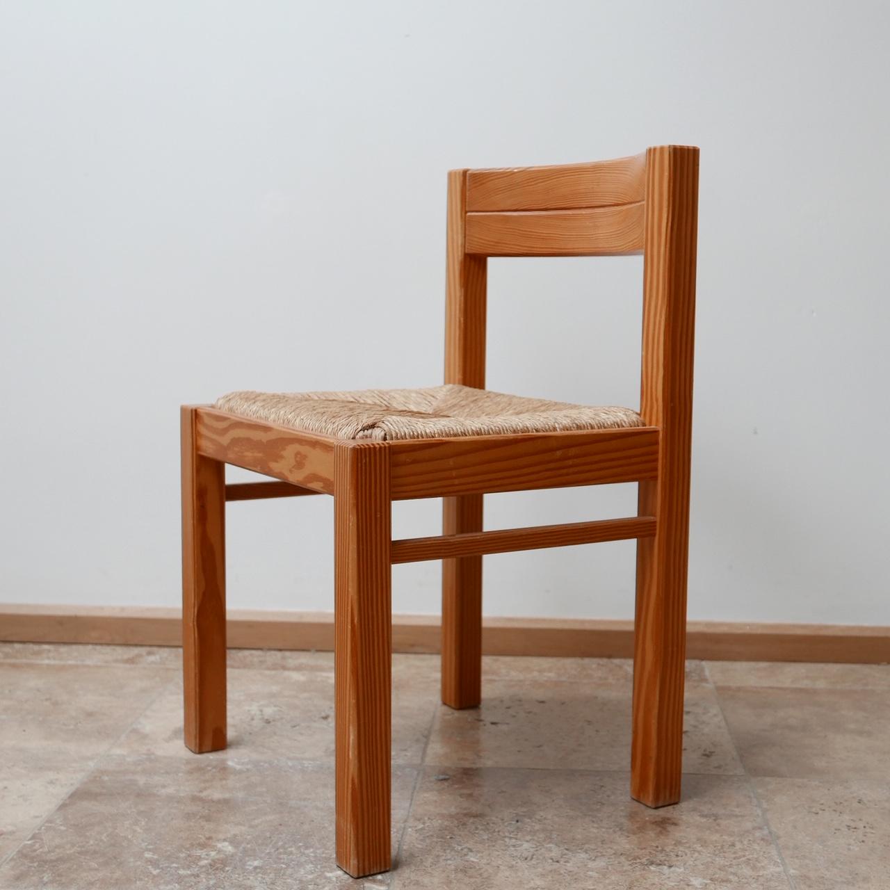 Set of Midcentury Pine and Rush Dining Chairs '6' 5