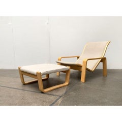 Set of Mid-Century Pulkka Lounge Chair with Ottoman, Ilmari Lappalainen, Asko