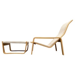 Set of Mid-Century Pulkka Lounge Chair with Ottoman, Ilmari Lappalainen, Asko