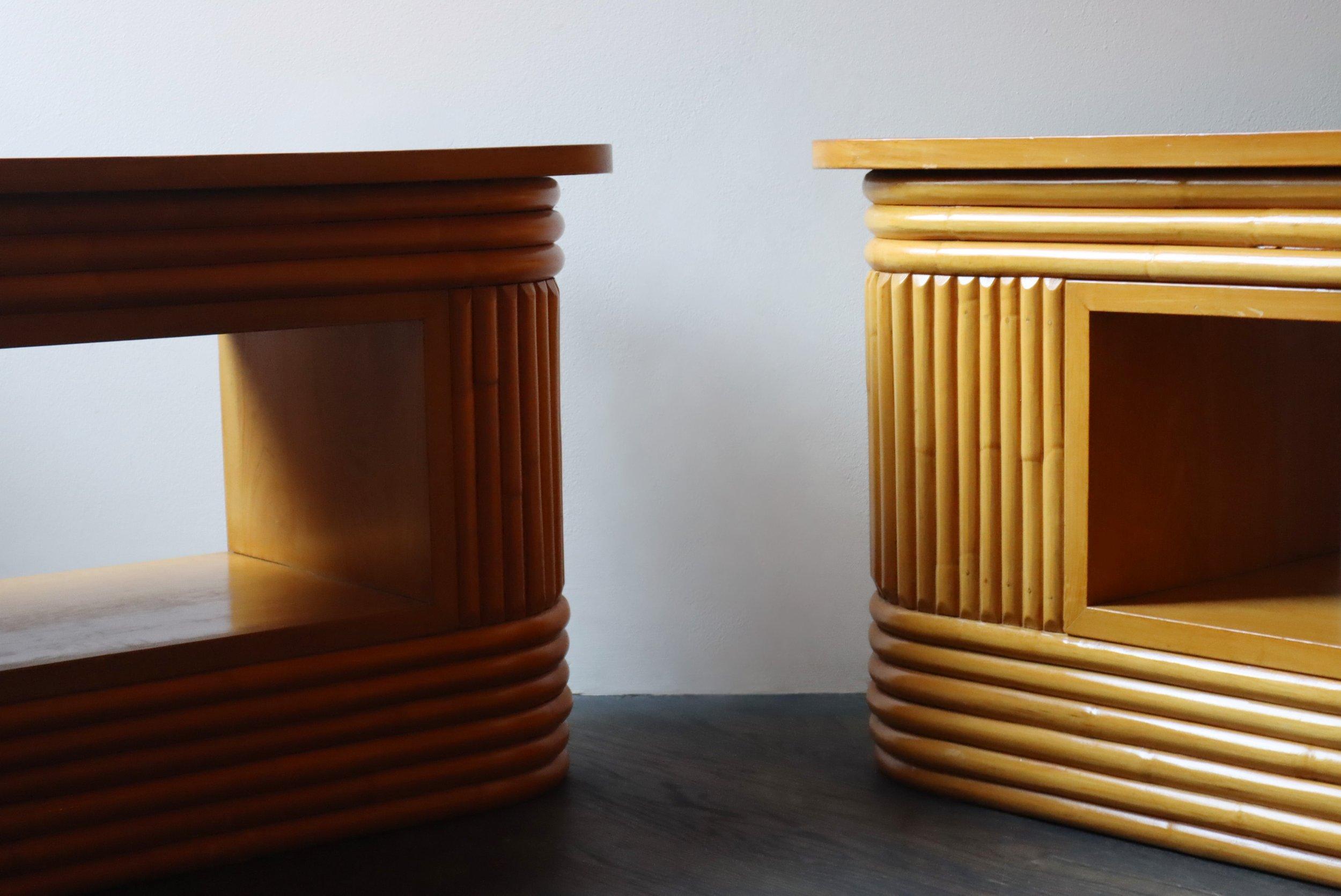 Midcentury Oval Bamboo Side Tables  In Good Condition For Sale In Brooklyn, NY
