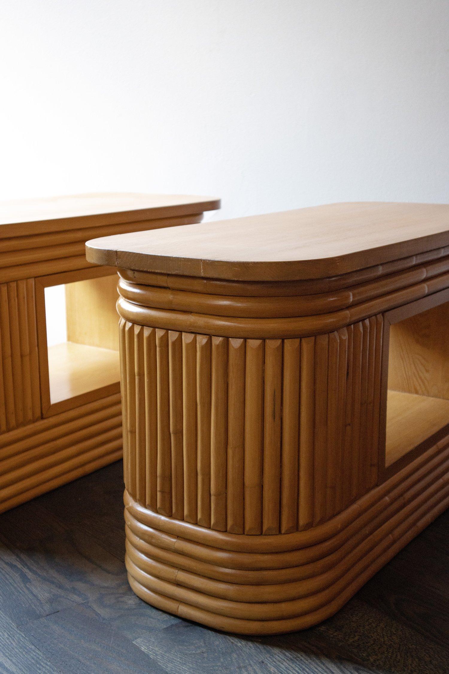 20th Century Midcentury Oval Bamboo Side Tables  For Sale