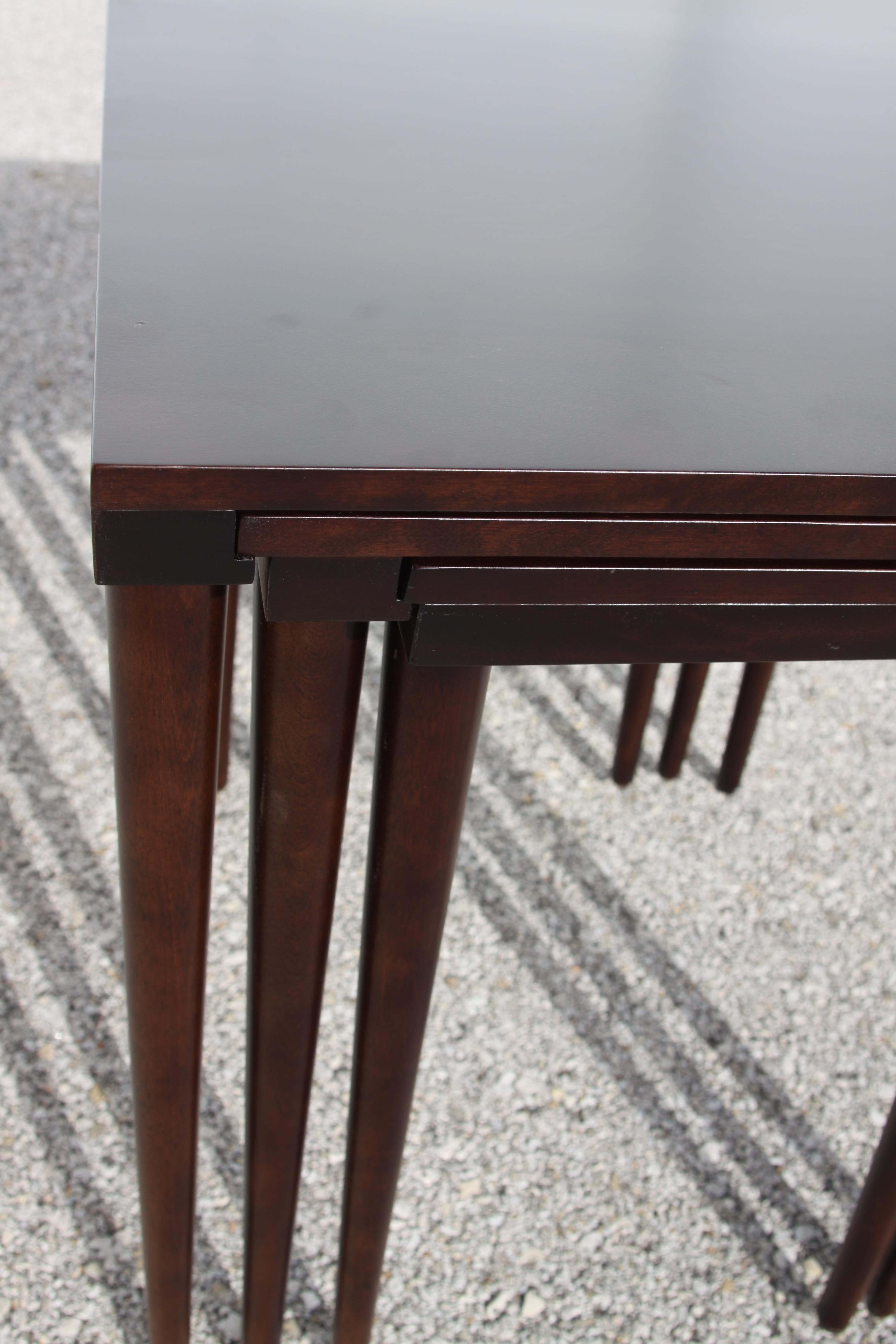 Mid-20th Century Set of Midcentury Russel Wright for Conant Ball Nesting Tables in Dark Brown