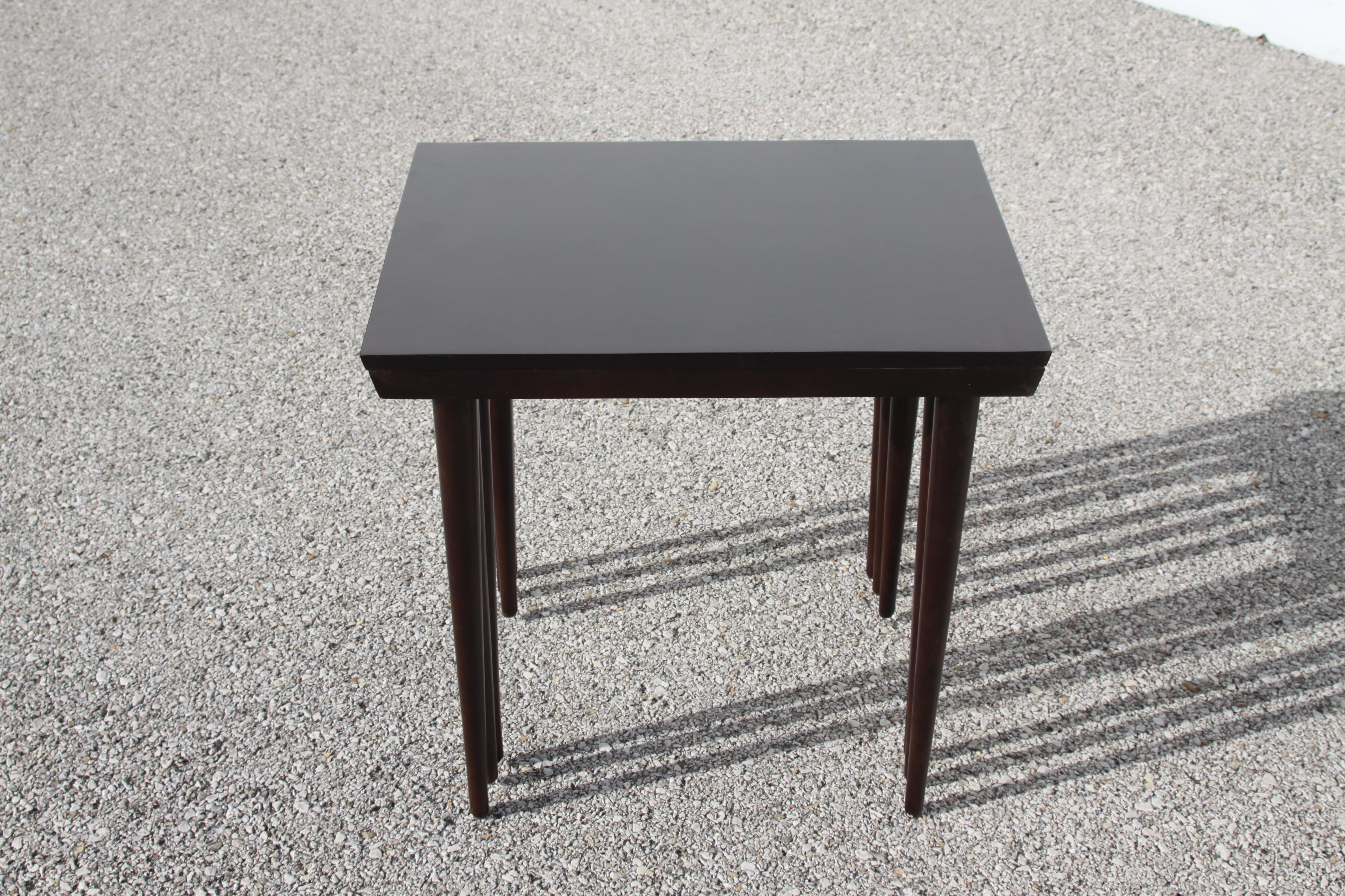 Set of Midcentury Russel Wright for Conant Ball Nesting Tables in Dark Brown 1