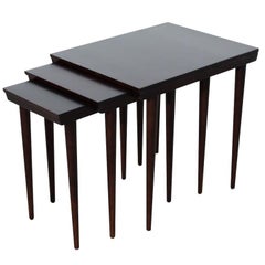 Set of Midcentury Russel Wright for Conant Ball Nesting Tables in Dark Brown