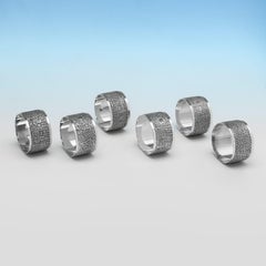 Set of mid century sterling silver napkin rings by Brian Leslie Fuller in 1975