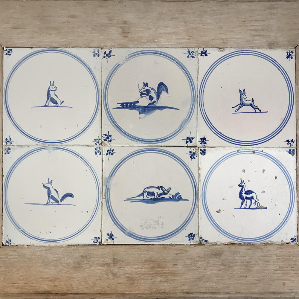 Ceramic Set of Midcentury Antique with 18th Century Delft Tile Nesting Tables