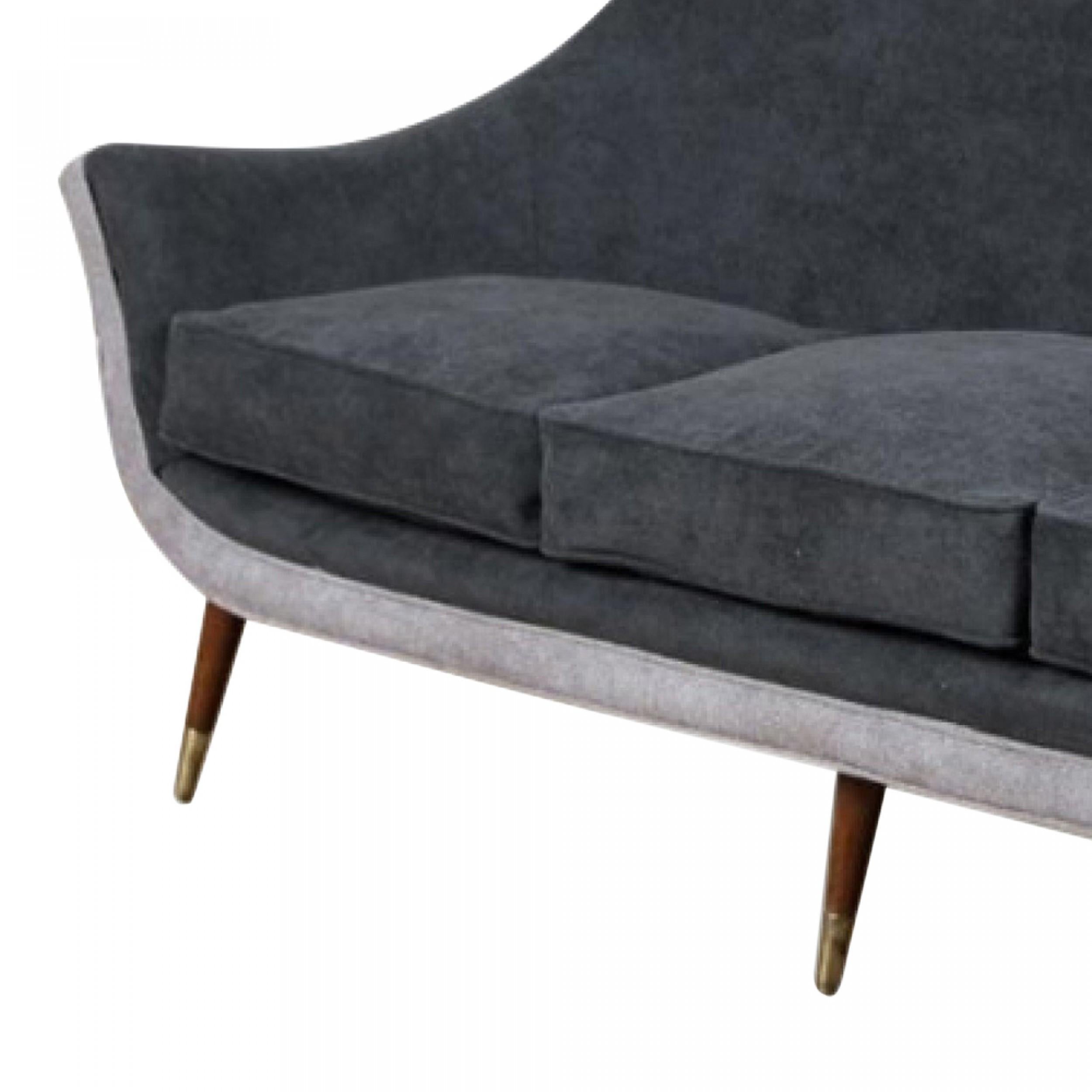 Inconnu Ensemble de salon 3 pièces gris bicolore du milieu du siècle en vente