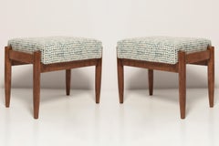 Set of Mid Century White and Aqua Armchairs and Stools, Edmund Homa, Europe, 1960s
