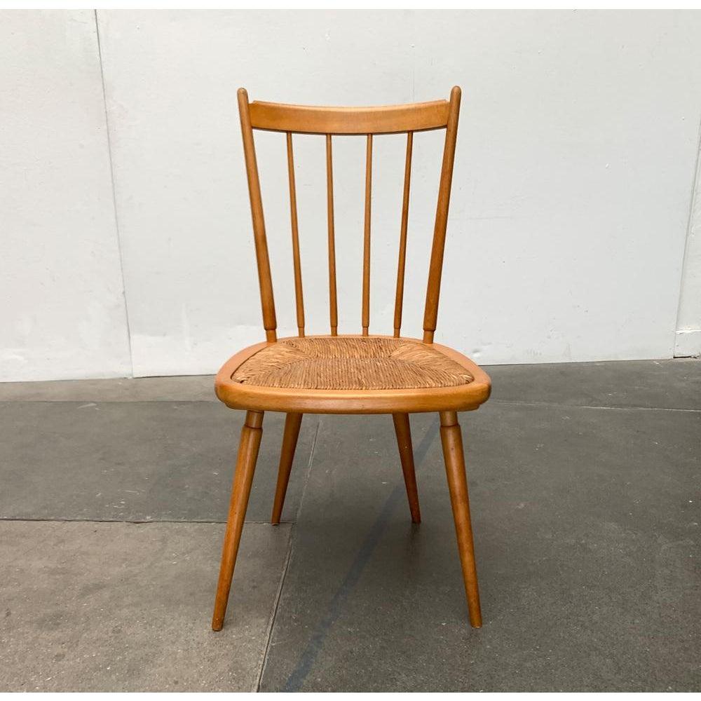 Rafia Set di sedie in legno di metà secolo nello stile di Arno Lambrecht, anni '50 in vendita