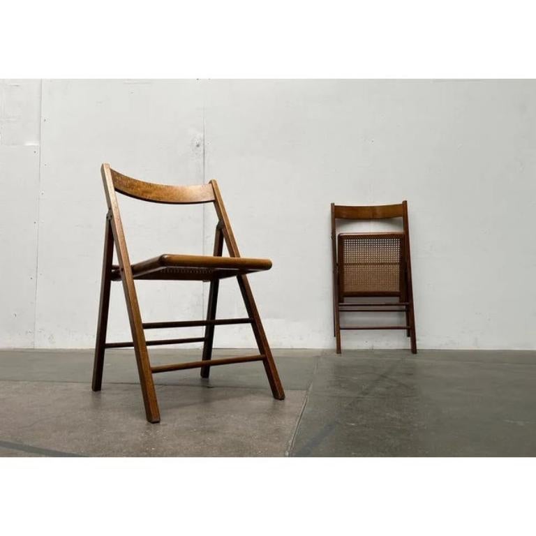 Set di sedie Foldes in legno di metà secolo con sedute in vimini viennese, anni '60 in vendita 6