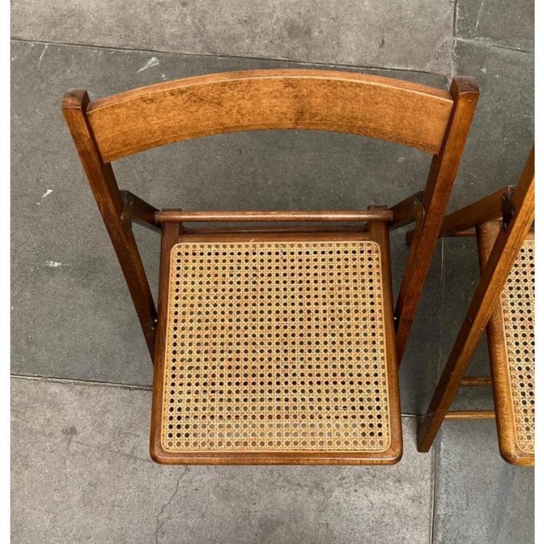 Set di sedie Foldes in legno di metà secolo con sedute in vimini viennese, anni '60 in vendita 1