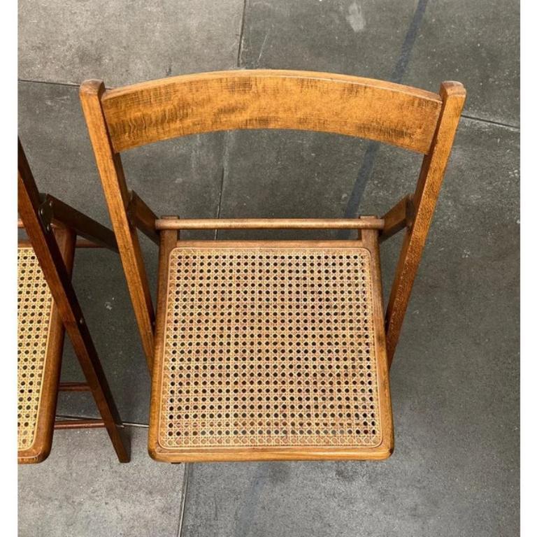 Set di sedie Foldes in legno di metà secolo con sedute in vimini viennese, anni '60 in vendita 2