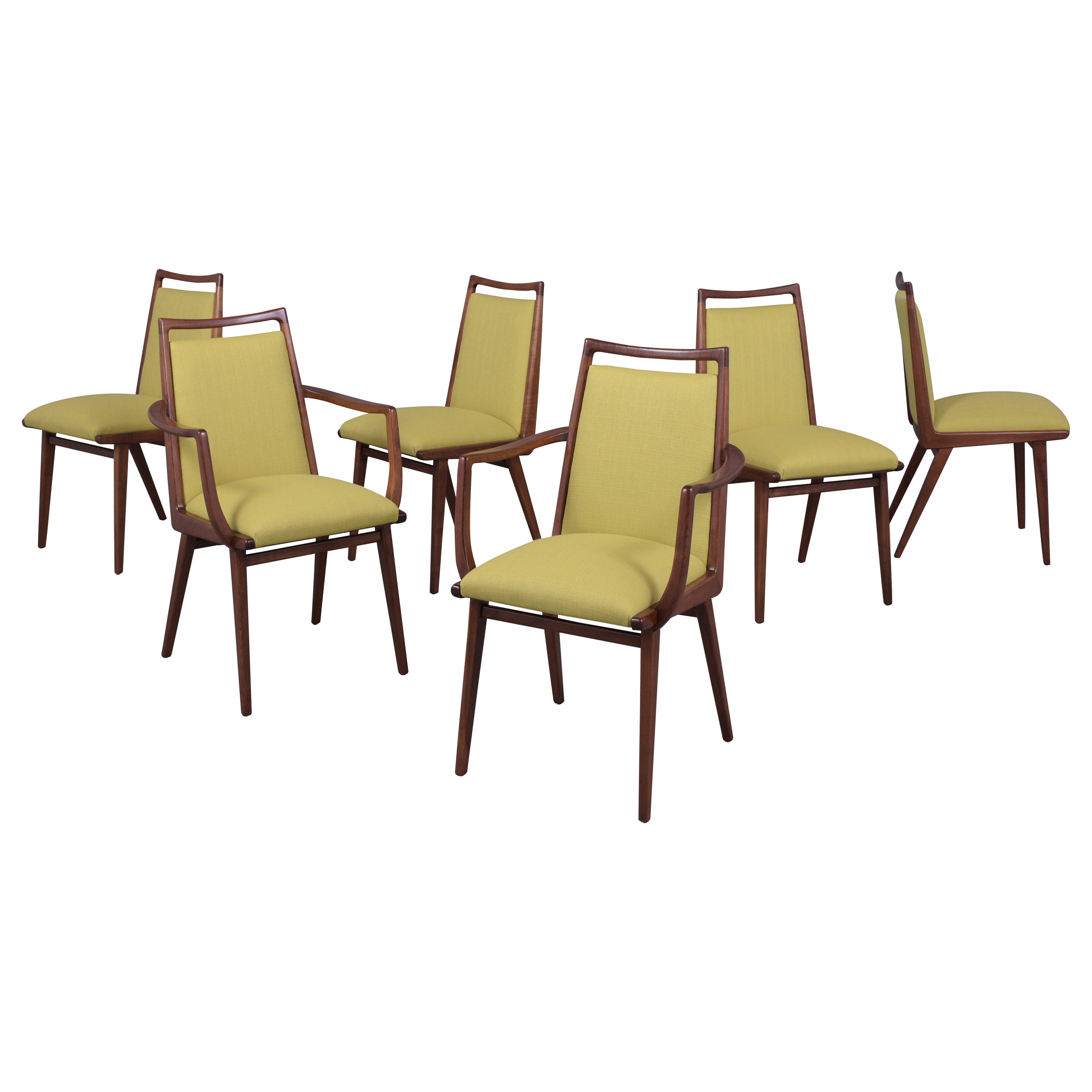 Ensemble de chaises de salle à manger jaune du milieu du siècle dernier