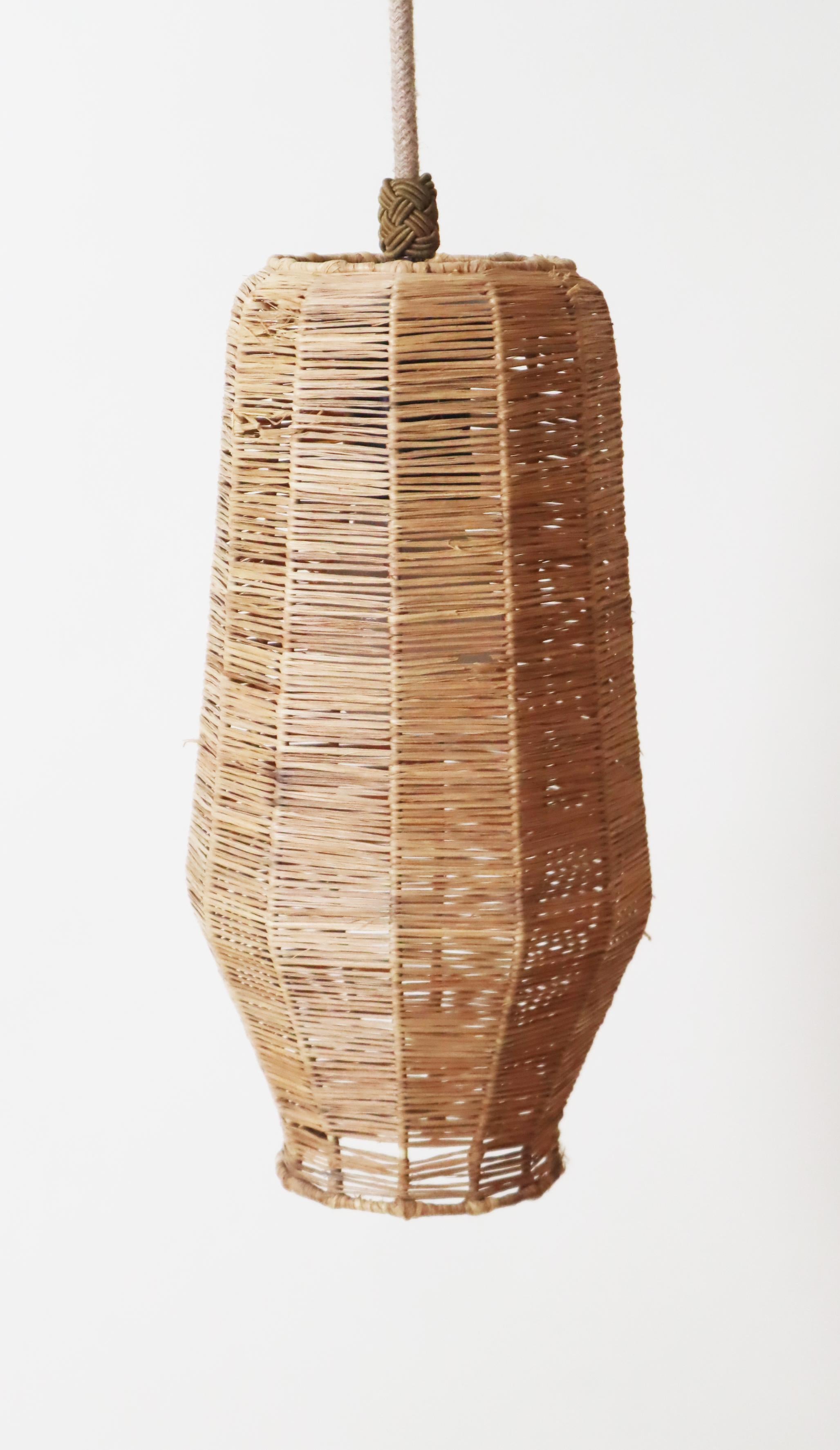 European Set of Mid-eCntury Modern Straw Pendant Lights From the 1950s For Sale