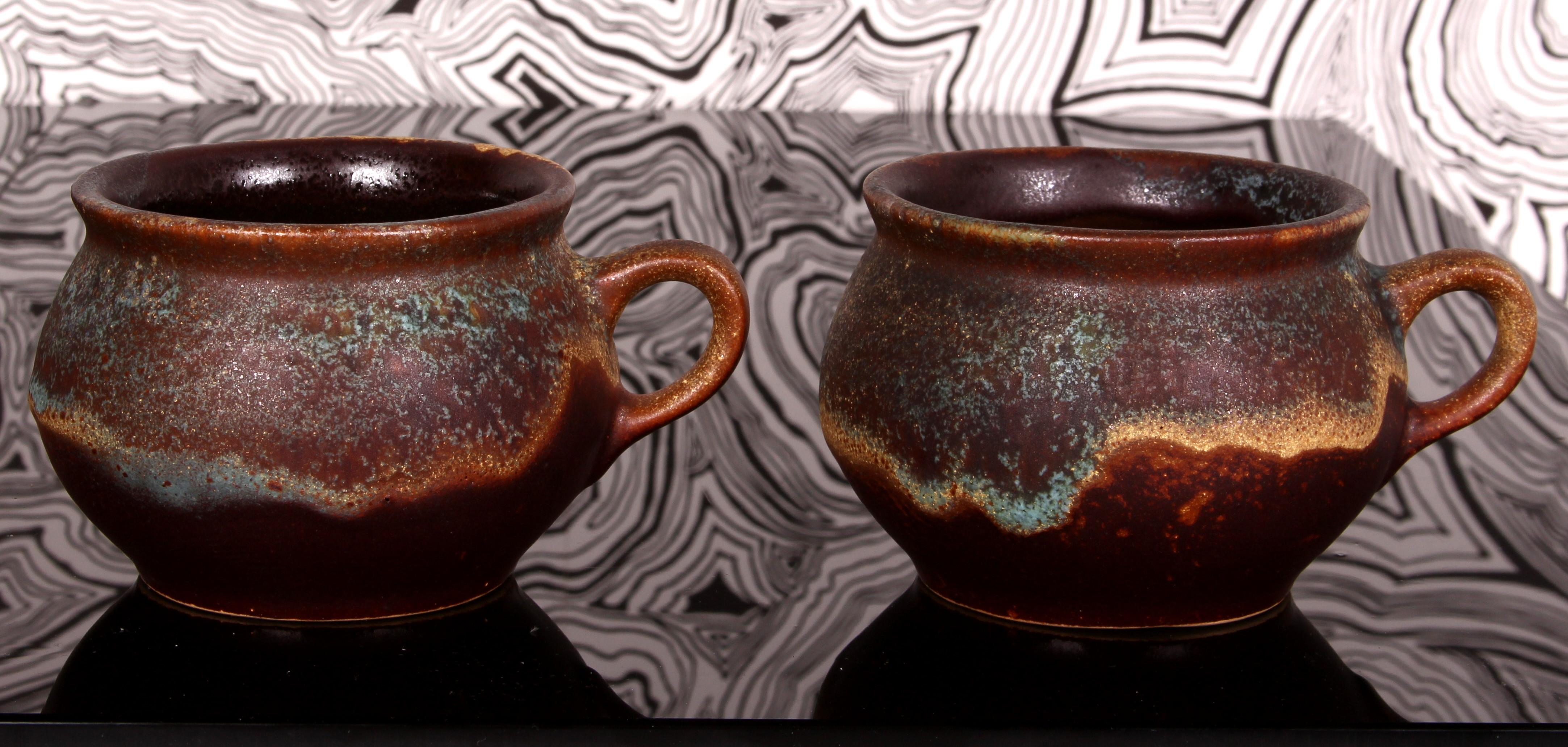 SET di Punch Bowle artistici di metà secolo + 6 tazze Finlandia ceramica d'arte in vendita 3
