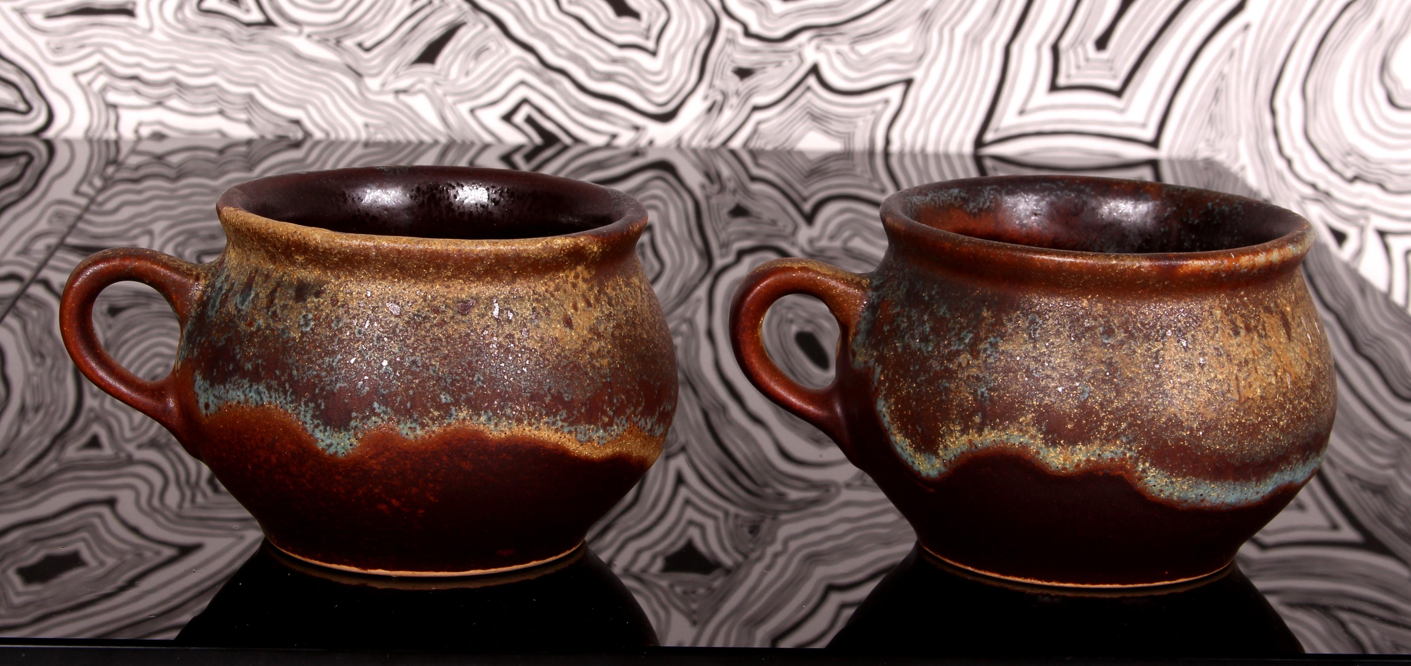 SET di Punch Bowle artistici di metà secolo + 6 tazze Finlandia ceramica d'arte in vendita 4